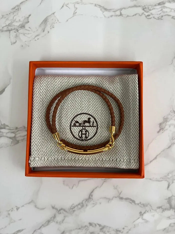 愛馬仕 Roulis 雙圈手鐲 金色 GHW T2