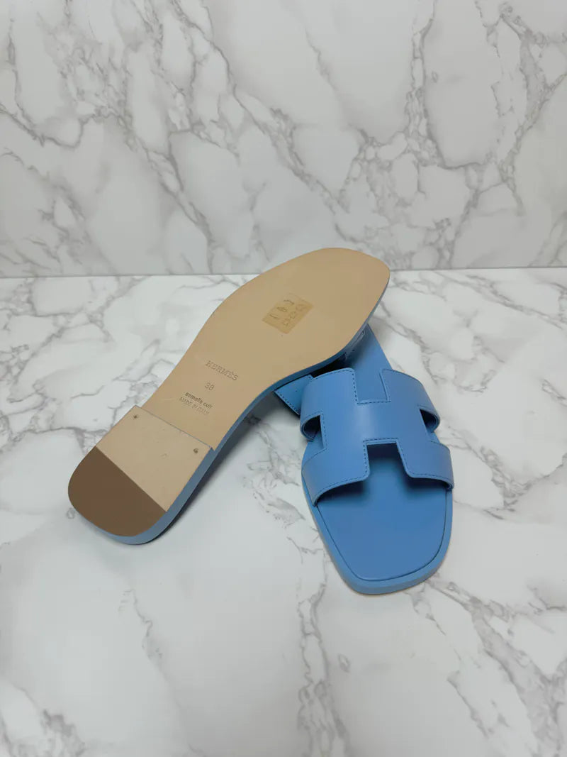 ❤️Hermes Oran Sandales H Bleu Cameo  38