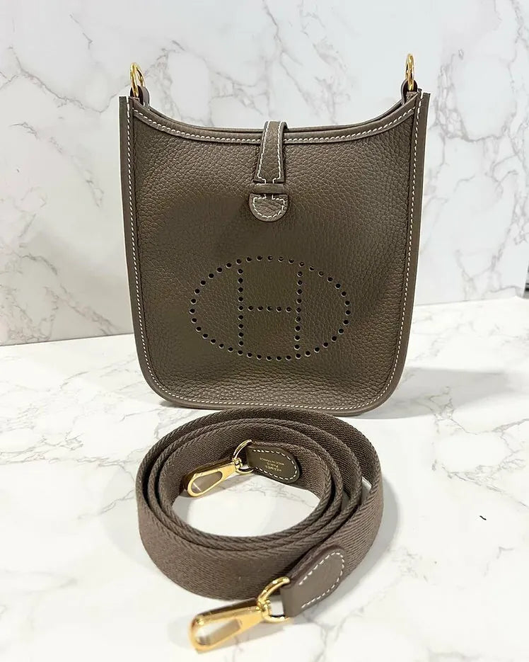 愛馬仕 Mini Evelyne 16 TC Etoupe 18 GHW U 郵票