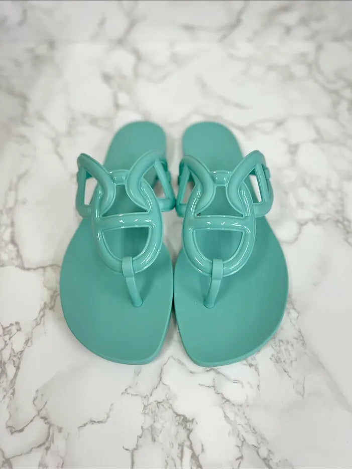 Hermes Sandales Egerie - Vert Embrun 尺寸 37