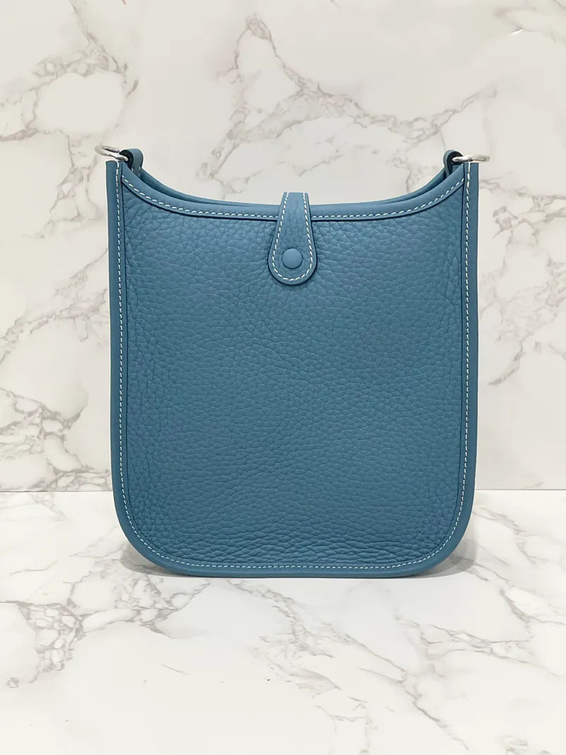 Hermes Mini Evelyn 16 TC New Blue Jean D2 B Stamp PHW