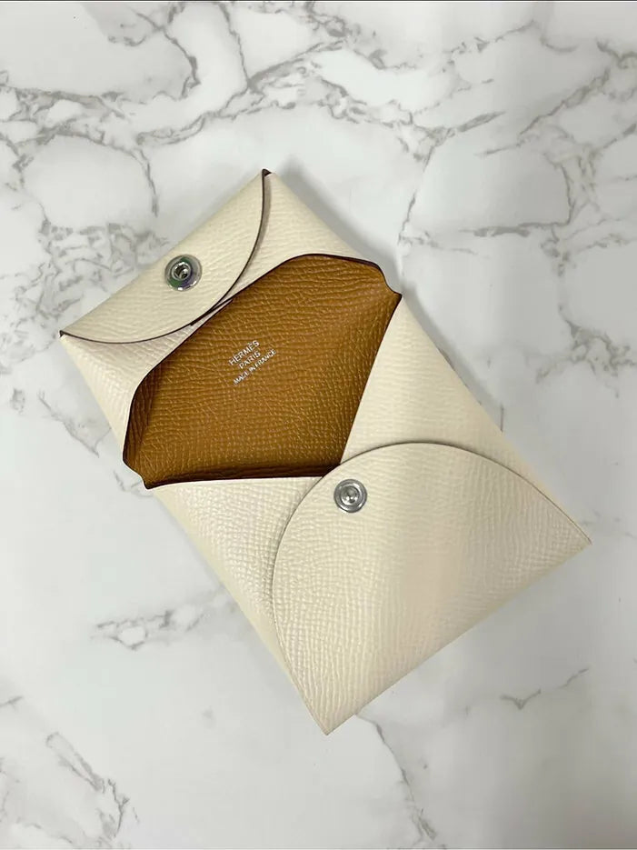 Hermes Calvi Hermes Bastia 零錢包 Nata/Sesame Epsom