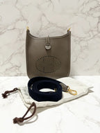 Hermes Mini Evelyn 16 TC Etoupe bleu Indigo U Stamp GHW
