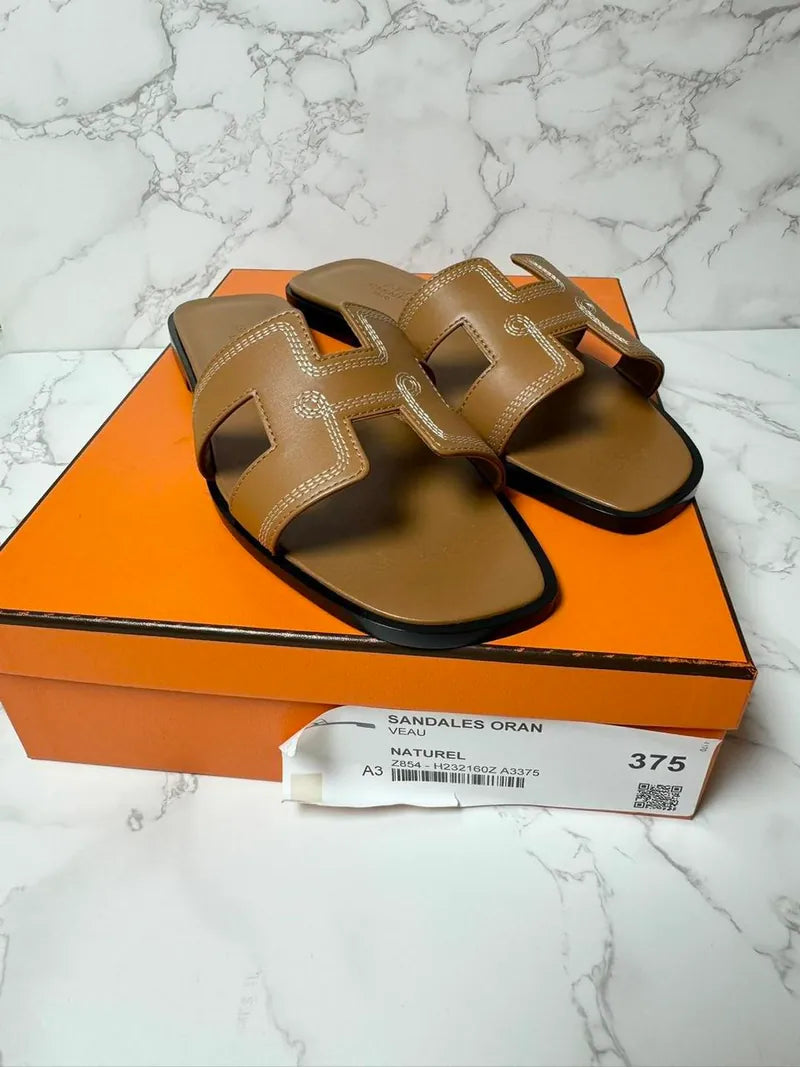 愛馬仕 Oran H Naturel 涼鞋，37.5 碼