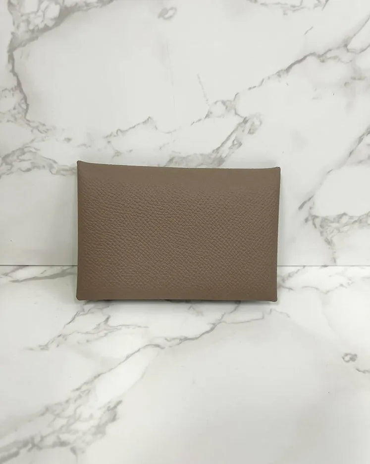 Hermes Calvi card holder epsom  Etoupe