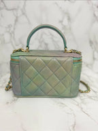 ❤️Chanel 22P Blue Green Small Vanity Chain Top Handle Logo Shoulder Crossbody Bag