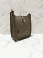 Hermes Mini Evelyn 16 TC Etoupe bleu Indigo U Stamp GHW