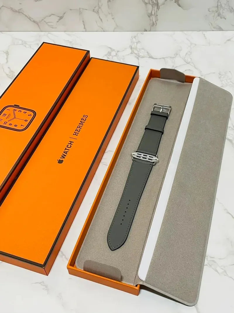 Hermes Series 8 case Band Apple Watch Herme Single Tour 45 mm Gris Myer