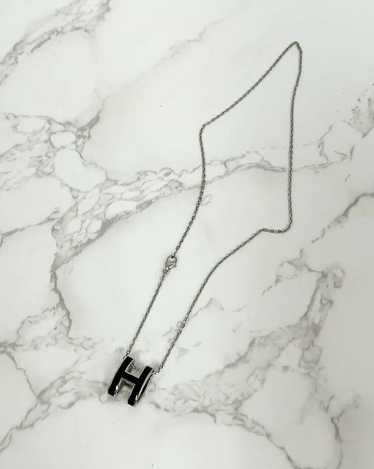 愛馬仕 Pop H 吊墜項鍊 Noir PHW