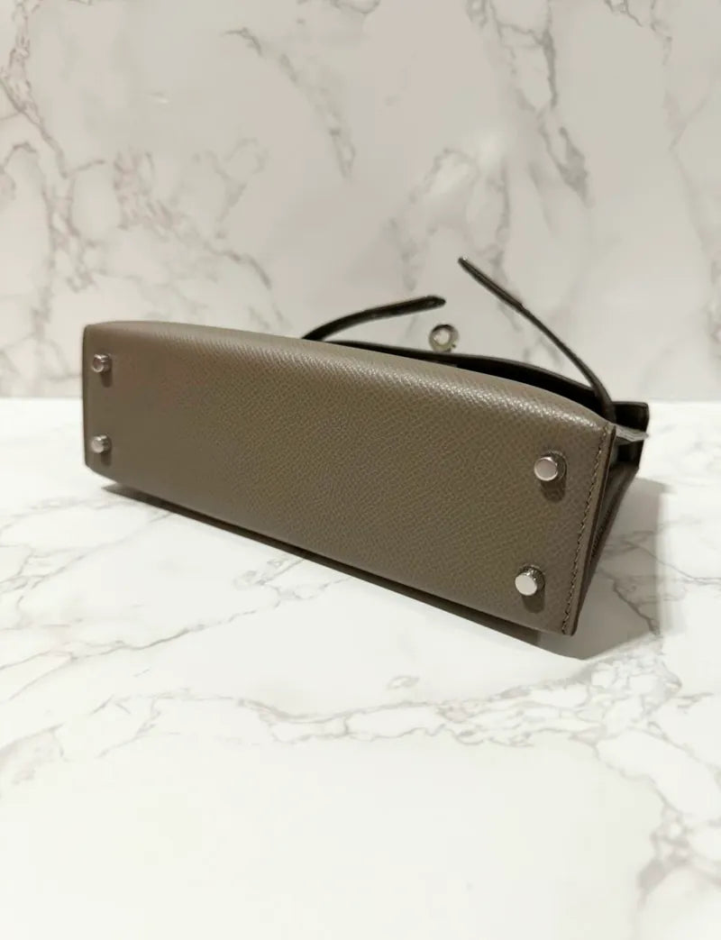 Hermes Mini Kelly 2 Epsom PHW Etoupe / Ecorce / Noir