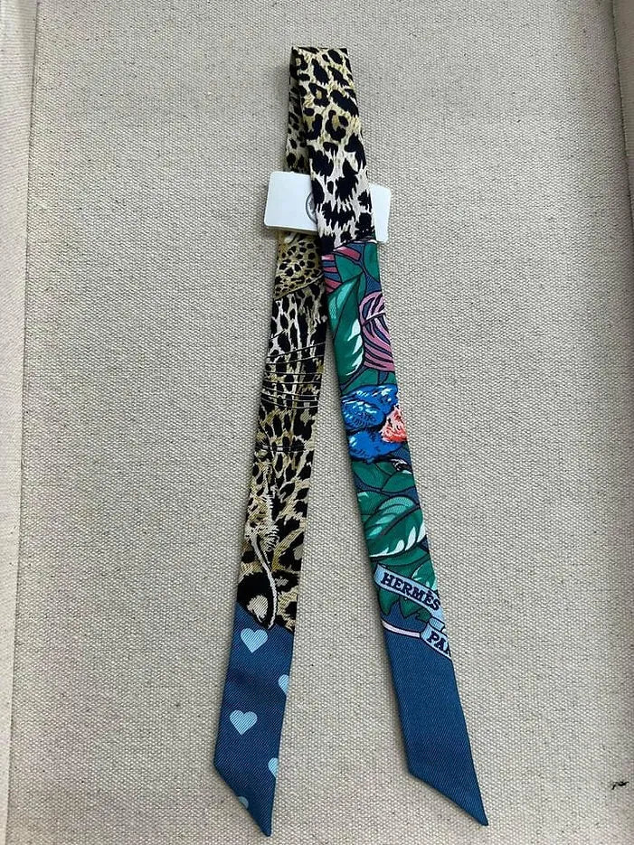 Hermes Les Cles a Pois 斜紋布娃娃迷你絲帶