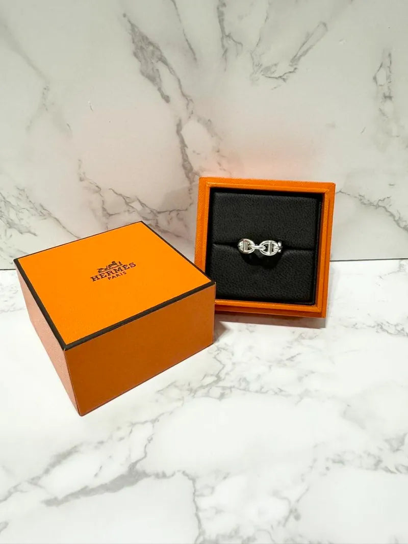 愛馬仕Chaine d'ancre Enchainee戒指，小號，925銀，54號