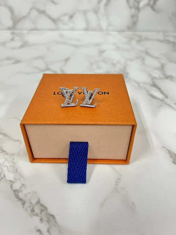 LV 經典耳環 - 銀色水鑽