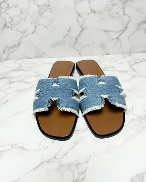 ❤️愛馬仕 Oran 涼鞋 H Denim Bleu Clair 38.5碼