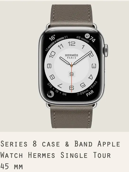Hermes Series 8 case Band Apple Watch Herme Single Tour 45 mm Gris Myer