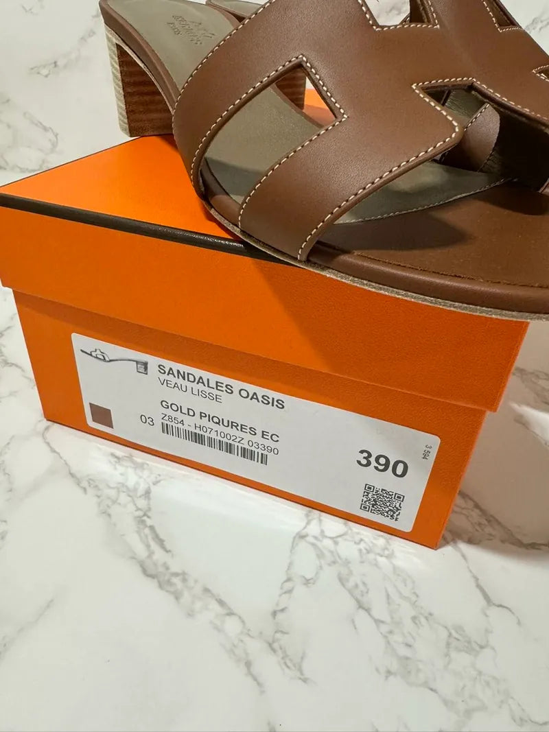 愛馬仕 Oasis 金色涼鞋 39