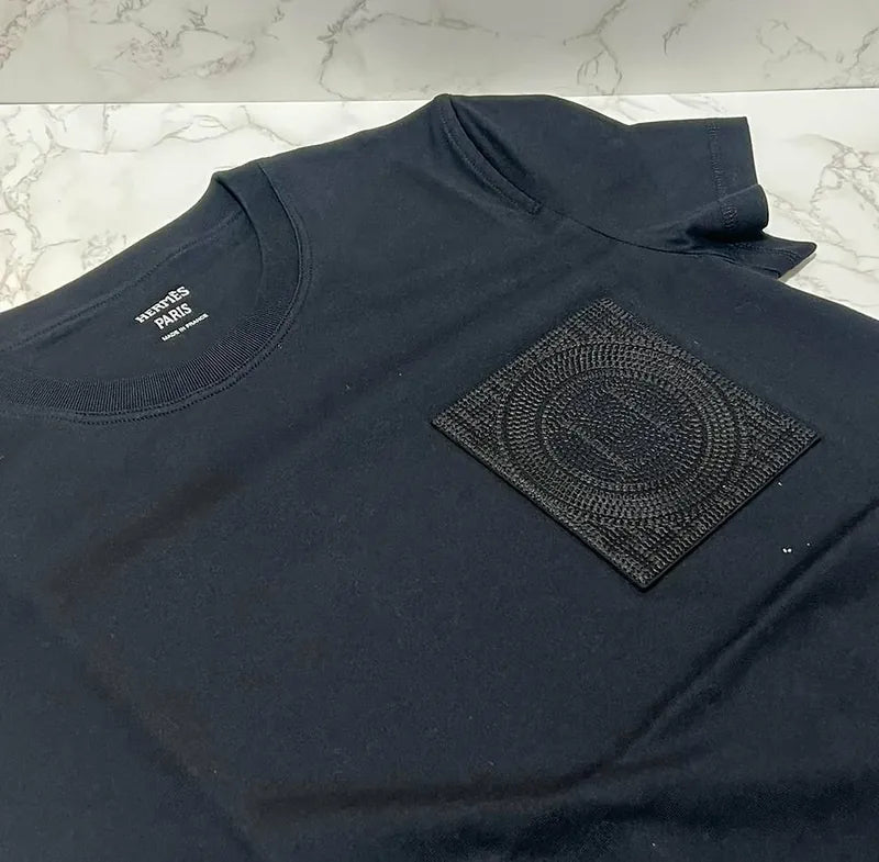 愛馬仕刺繡女士口袋T卹