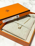 愛馬仕迷你 Pop H Blanc 金色項鍊吊墜