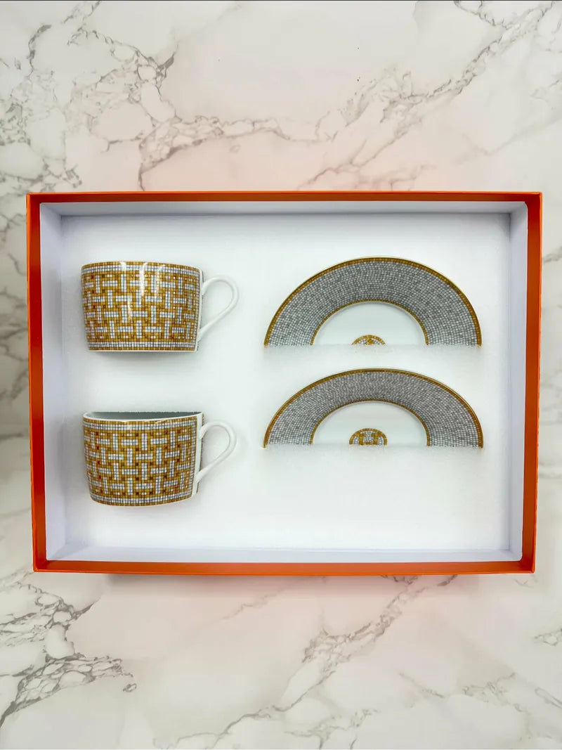 Hermes Mosaique au 24k 金咖啡杯套裝