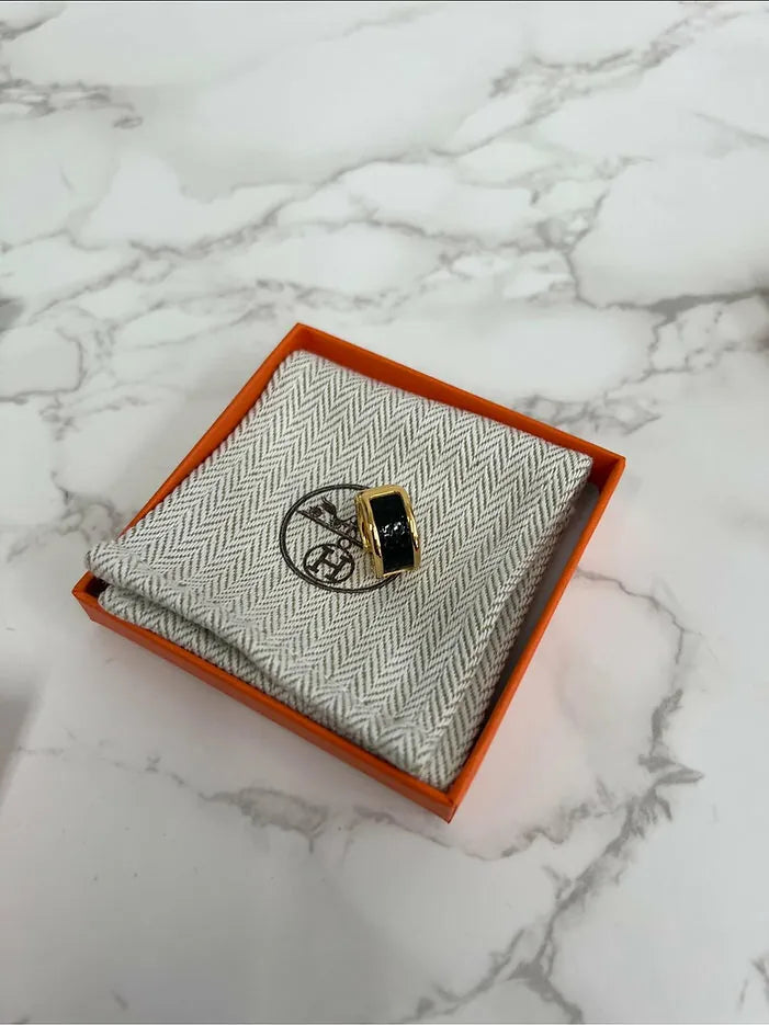 Hermes Bijou D'Oreille Olympe 耳環 黑蜥蜴 GHW