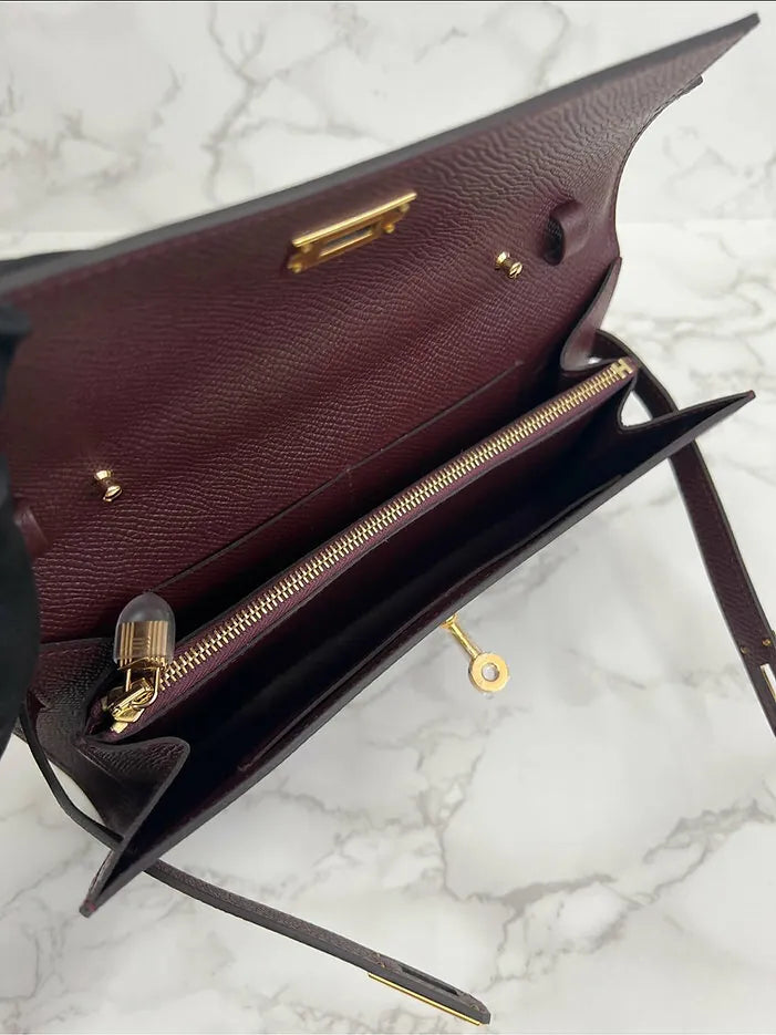 Hermes Kelly Classique To Go 錢包 Bordeaux Epsom GHW