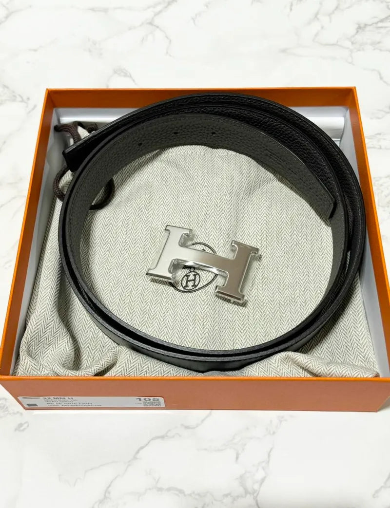 愛馬仕 32MM H 男士皮帶，雙面皮革錶帶，32毫米寬，105公分長