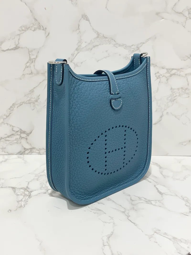 Hermes Mini Evelyn 16 TC New Blue Jean D2 B Stamp PHW