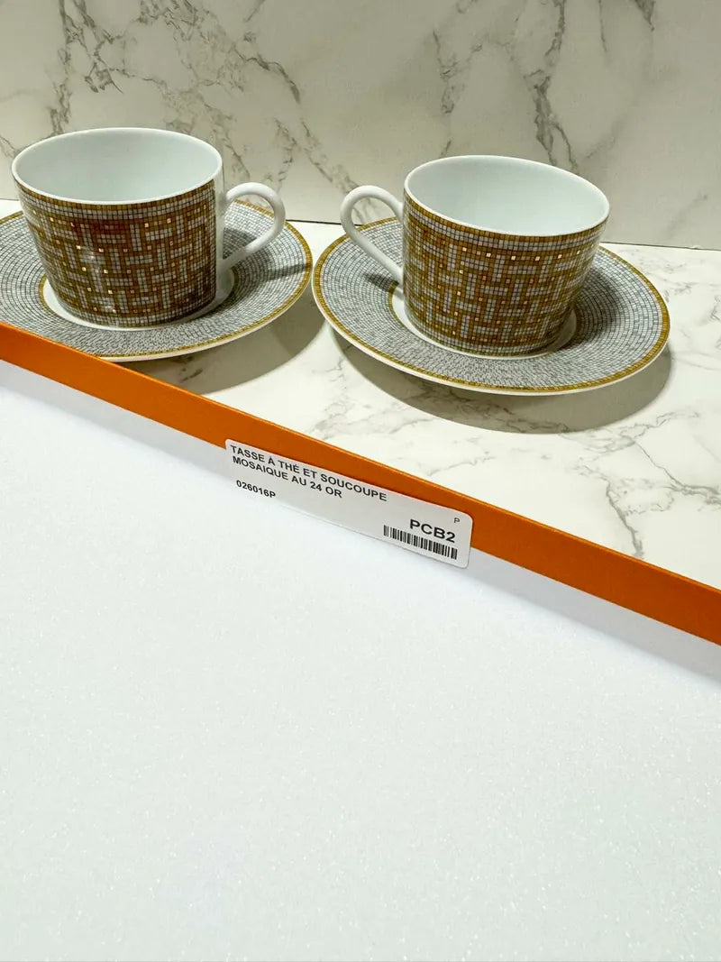 Hermes Mosaique au 24 金茶杯和茶碟