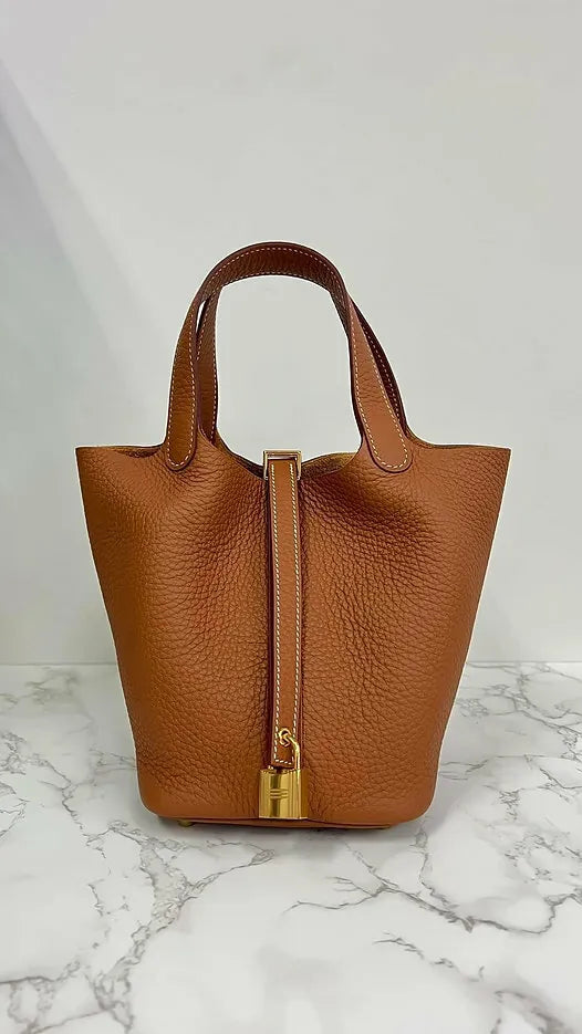 愛馬仕 Picotin Lock 18 手袋 TC 37 金色五金