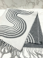 ❤️Hermes H Casaque Vague 圍巾灰色法蘭絨象牙色羊絨