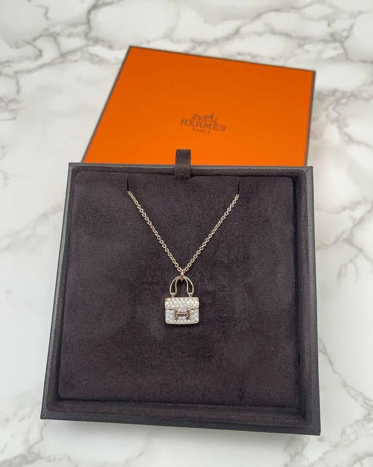 Hermes Amulettes Constance Pendant Rose gold Necklace