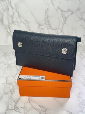 ❤️Hermes Hermesnap Noir 89 PHW W Stamp