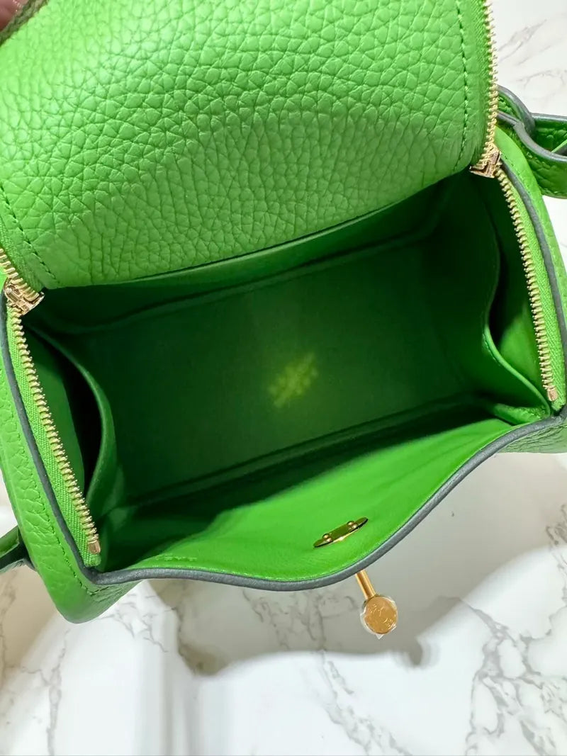 ❤️Hermes 迷你 Lindy 包 Vert Yucca GHW B 郵票