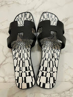 Hermes Oran 涼鞋 休閒 黑白 37.5