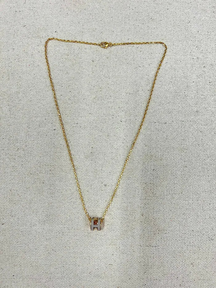 Hermes Mini Pop H 吊墜項鍊 Marron Glace GHW