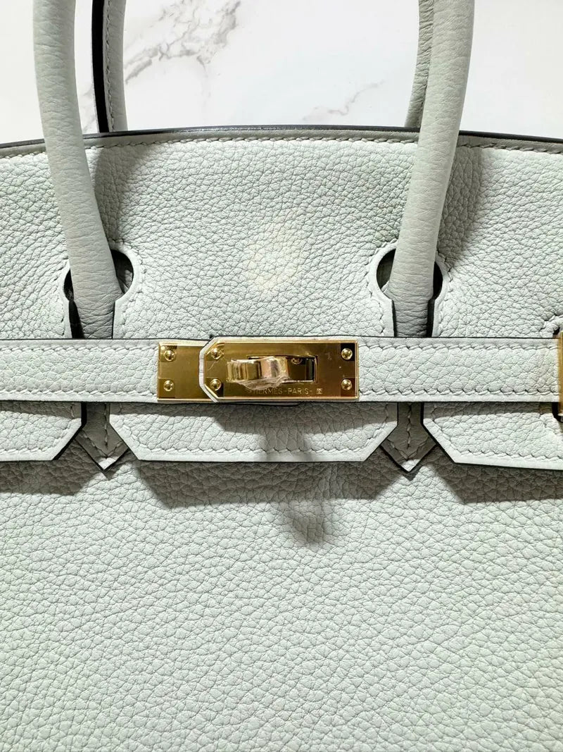 愛馬仕 Birkin 25 Togo 0W Gris Neve GHW B 郵票