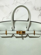 愛馬仕 Birkin 25 Togo 0W Gris Neve GHW B 郵票