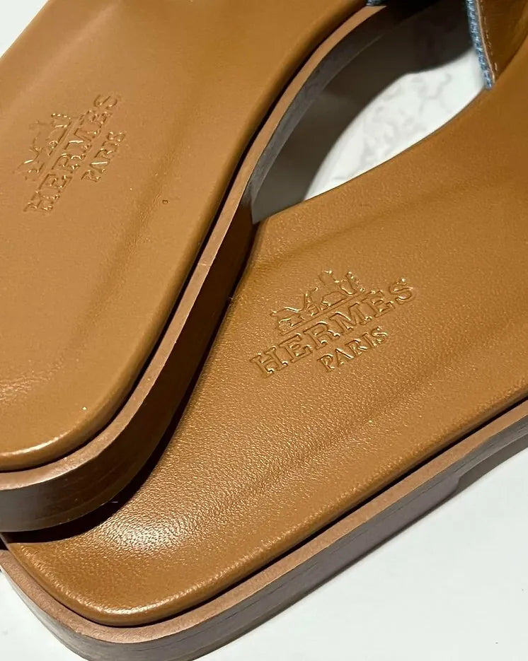 Hermes Denim Oran Sandal  Size 38