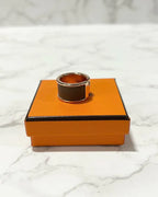 愛馬仕 Olympe 系列戒指，大號，灰褐色，RGHW GM 型號，S 碼