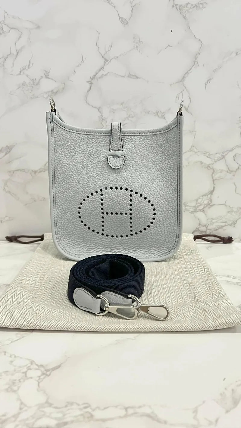 愛馬仕 Evelyne 16 手提包 淡藍色 08 PHW