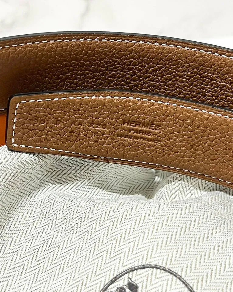 愛馬仕 32MM H 男士皮帶，雙面可用皮革錶帶，32毫米寬，85公分長