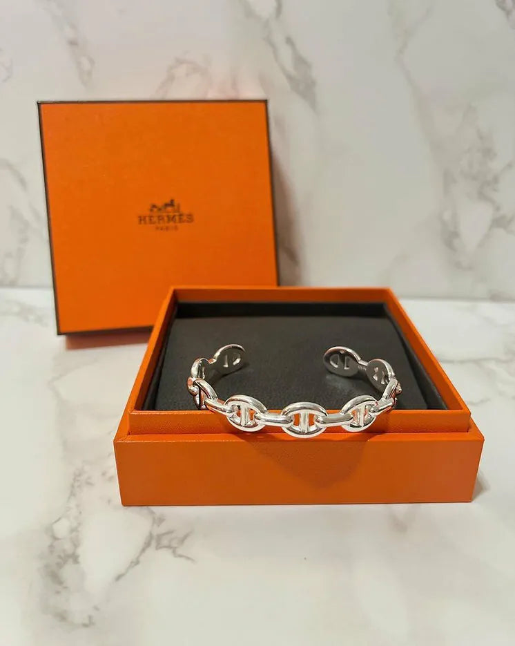 愛馬仕 Echappee 戒指 925 銀手鐲 大號