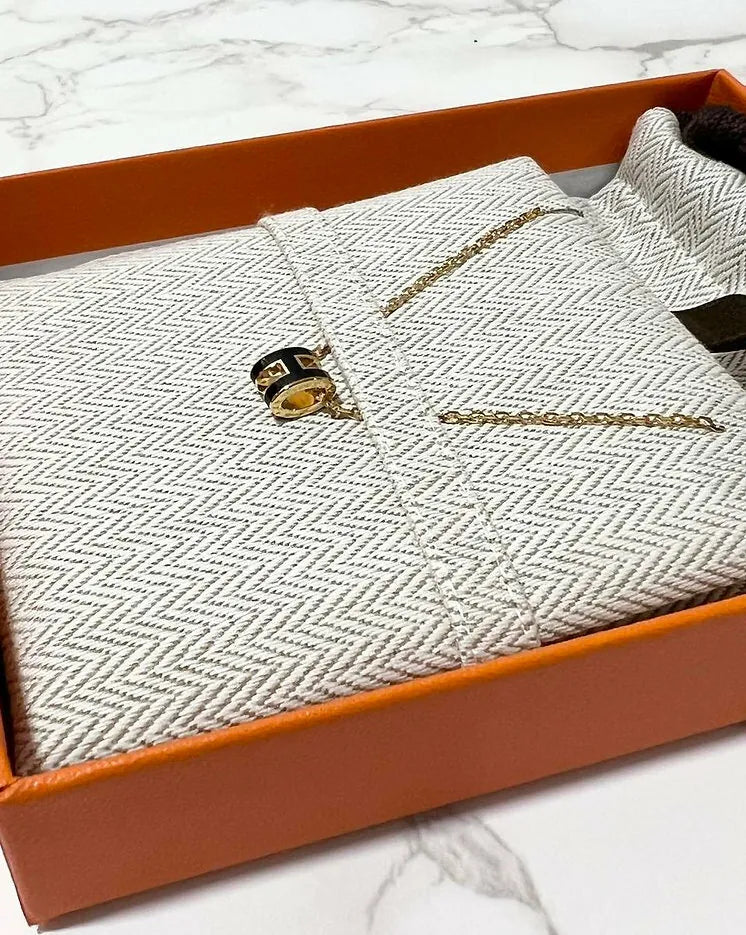 ❤️Hermes 迷你流行 H 項鍊黑色 GHW