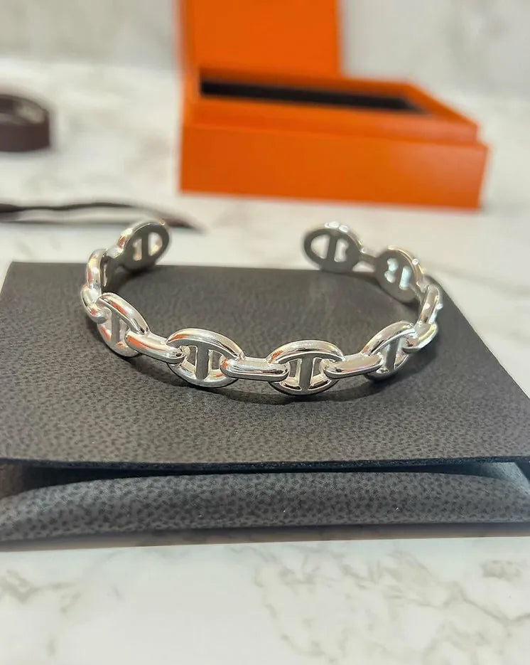 愛馬仕 Echappee 戒指 925 銀手鐲 大號