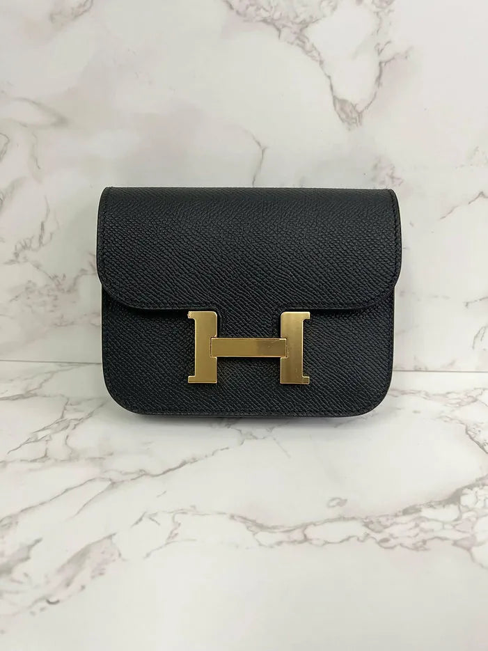 愛馬仕 Constance Slim 皮夾 Noir Epsom GHW 89