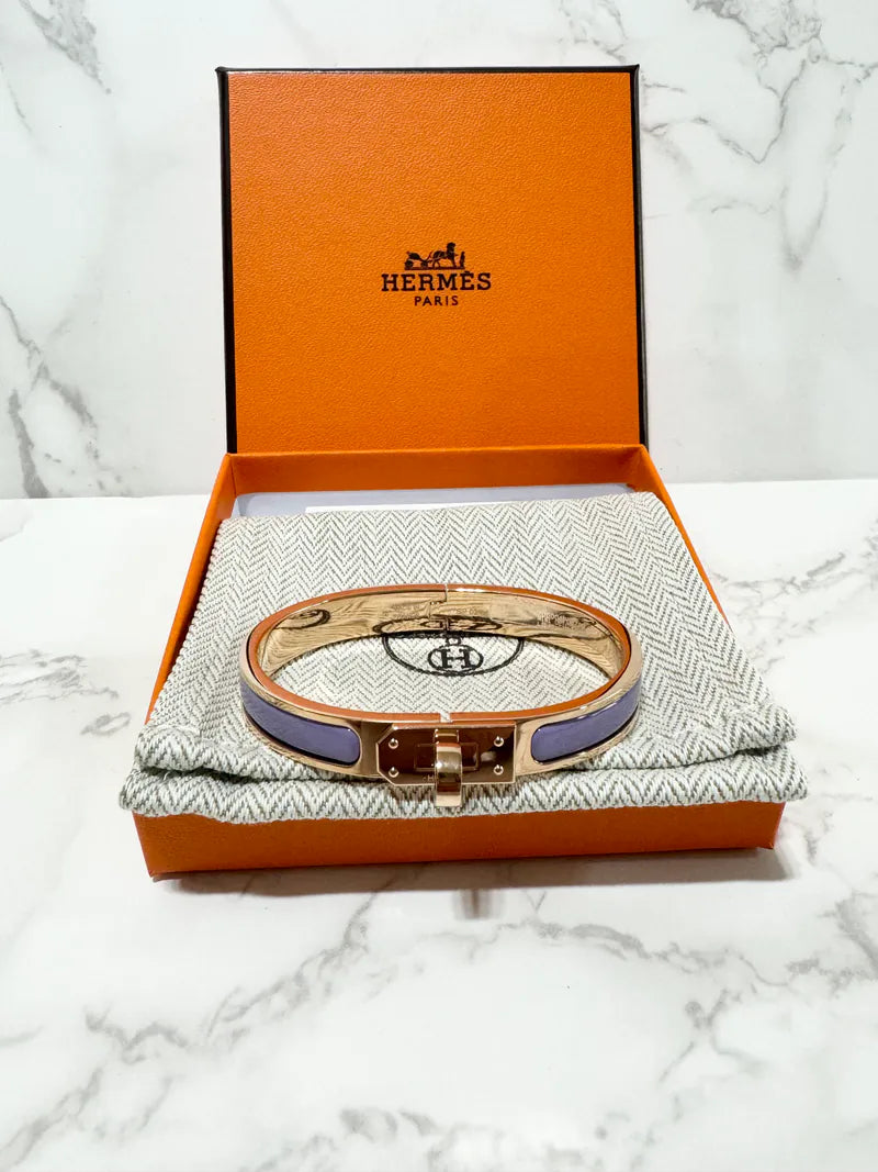 愛馬仕迷你Clic Kelly手鐲，愛馬仕旗艦款，淡紫色，RGHW，PM尺寸