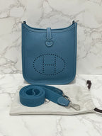 Hermes Mini Evelyn 16 TC New Blue Jean D2 B Stamp PHW