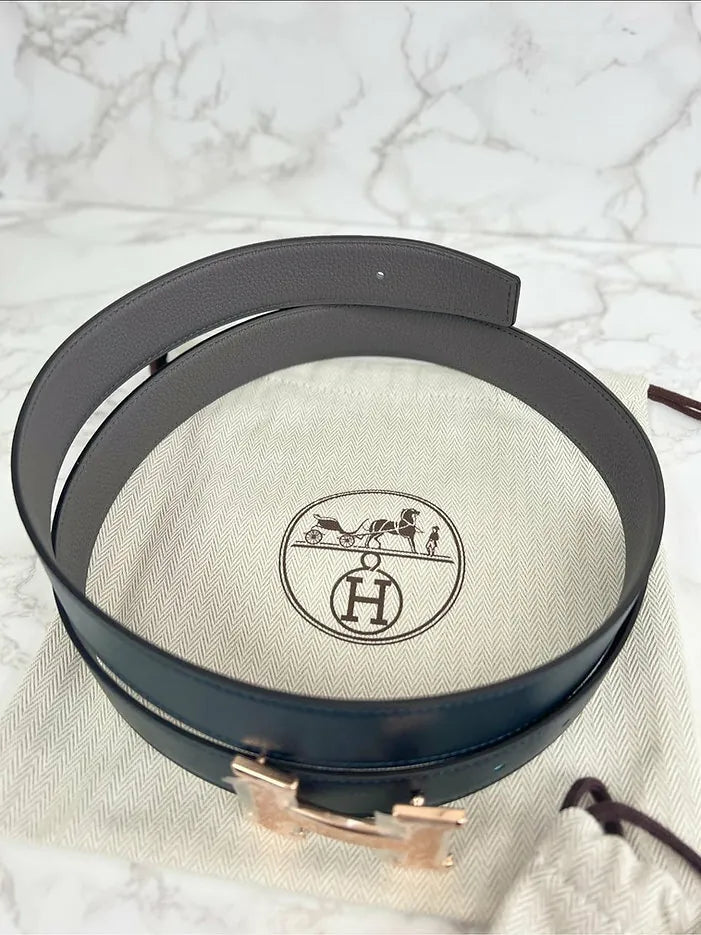 愛馬仕 32MM H 男士皮帶，雙面可用皮革錶帶，32毫米寬，100公分長