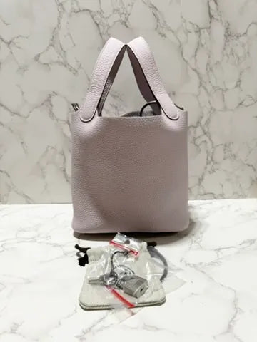 Hermes Picotin Lock 18 Bag PHW P18 Mauve Pale 09 夢幻紫 銀扣 B Stamp