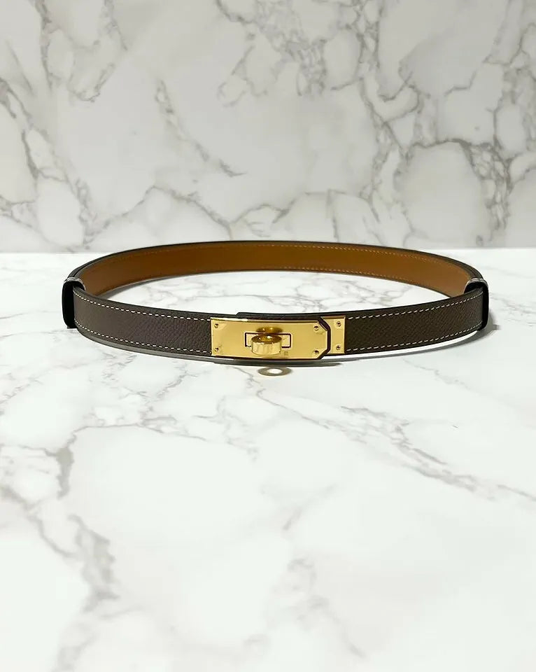 Hermes Kelly 18 Adjustable Belt Etoupe GHW 60cm-100cm